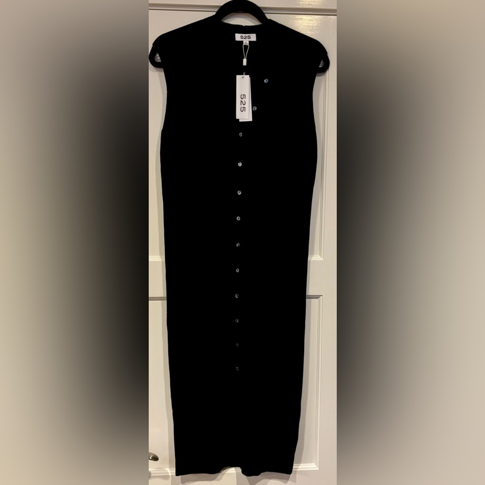 525 America black button up knit dress in black